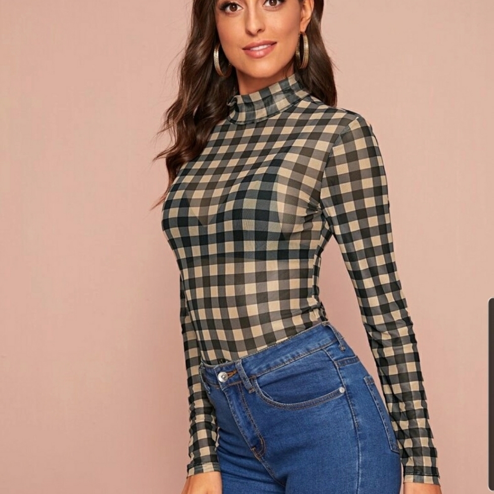 Sheer Sweater Top - Tan/Black